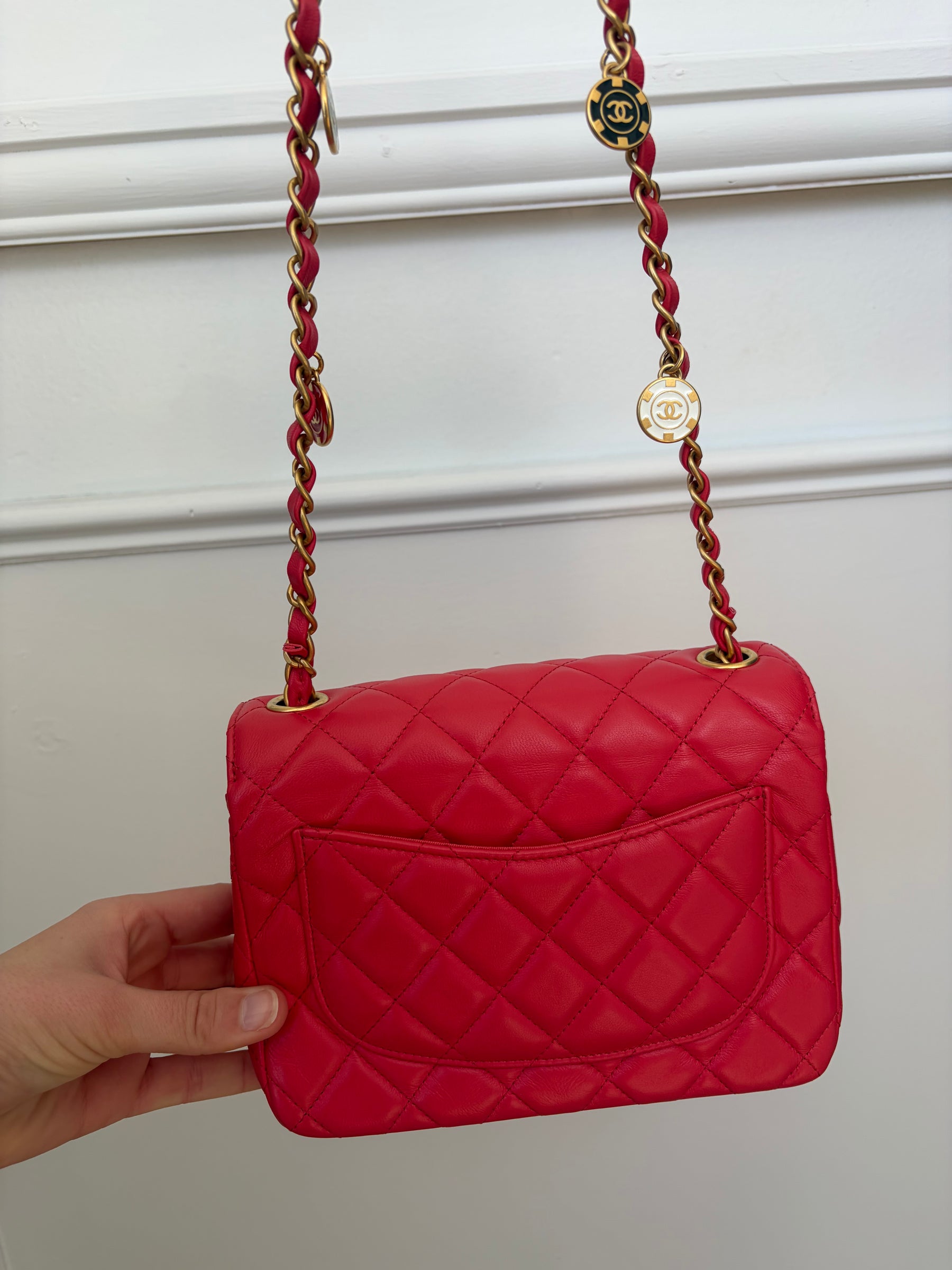 Chanel Coral Lambskin Leather Casino Chips Mini Flap
