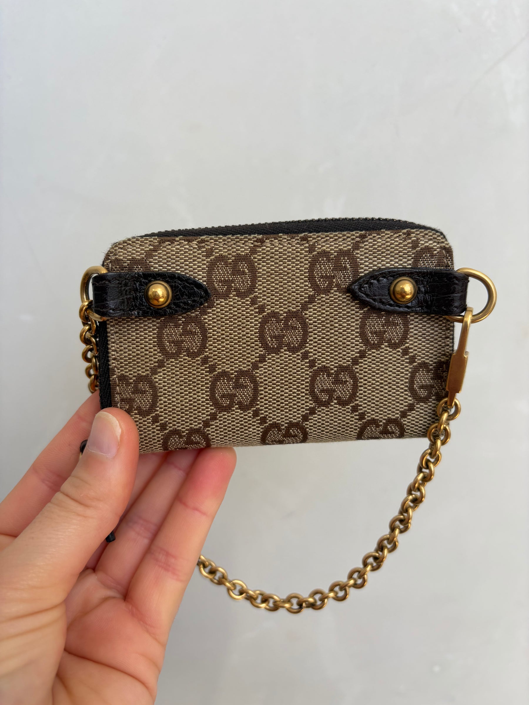 Gucci Canvas Monogram Mini wallet with Chain