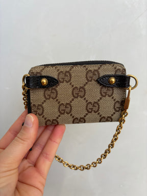 Gucci Canvas Monogram Mini wallet with Chain