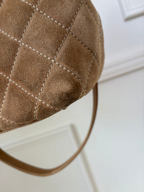 Chanel Beige Suede Wild Stitch Tote Bag with Shoulder Strap