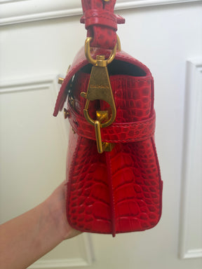 Balmain Red Croc Print B Buzz 23 Bag