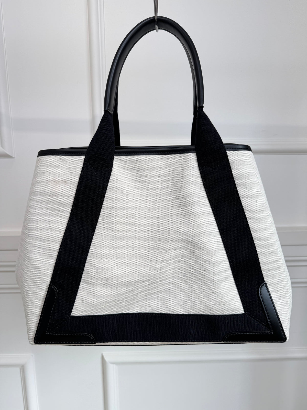 Balenciaga Cabas Tote Canvas Natural And Black Large