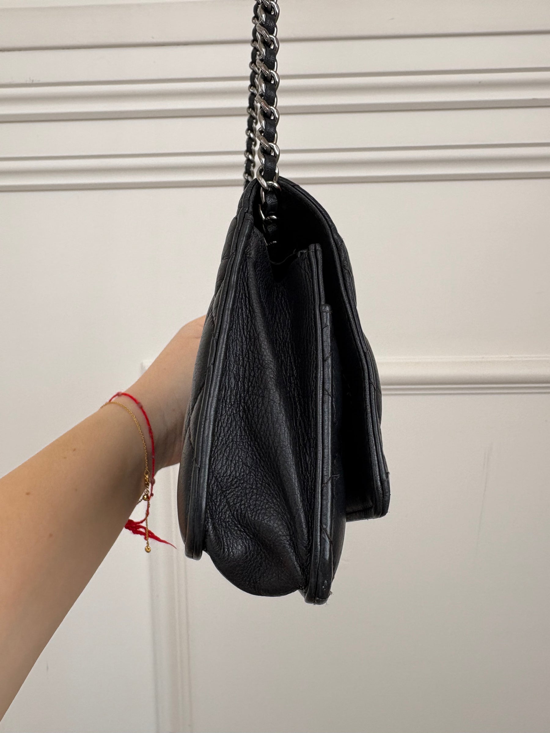 Chanel Quilted Lambskin Tassel Wallet On Chain Black With Silver Hardware