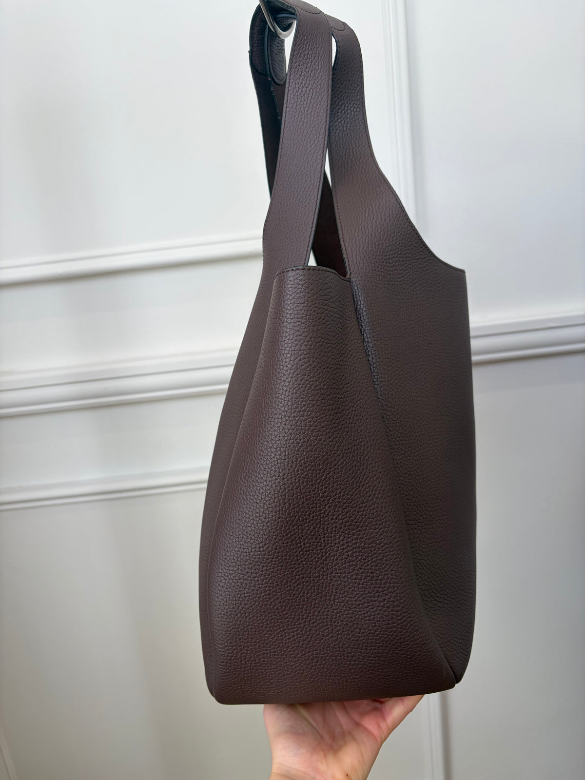 Oroton Chocolate Leather Oversized Tote Bag