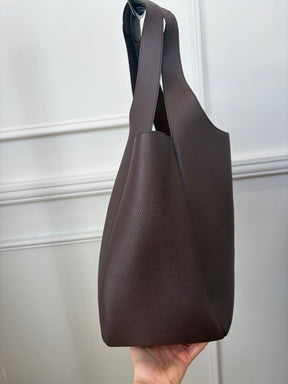 Oroton Chocolate Leather Oversized Tote Bag