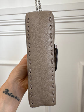 Fendi Dove Grey Calf Leather Baguette Bag