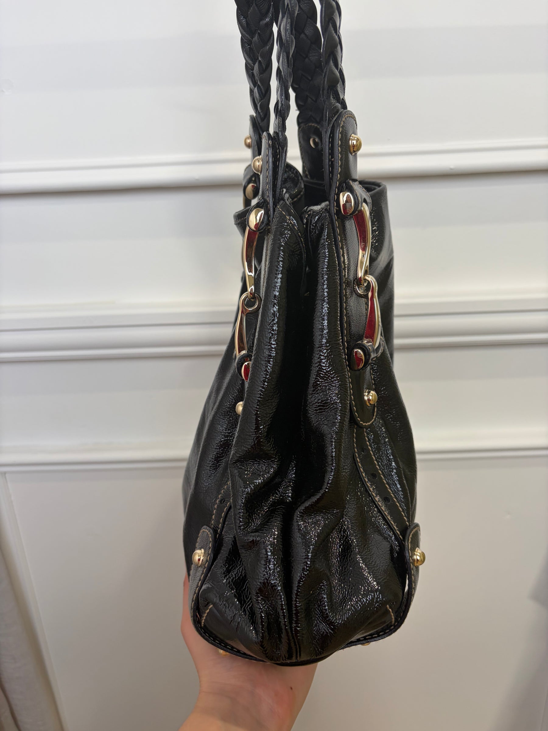 Gucci Black Patent Leather Pelham Shoulder Bag
