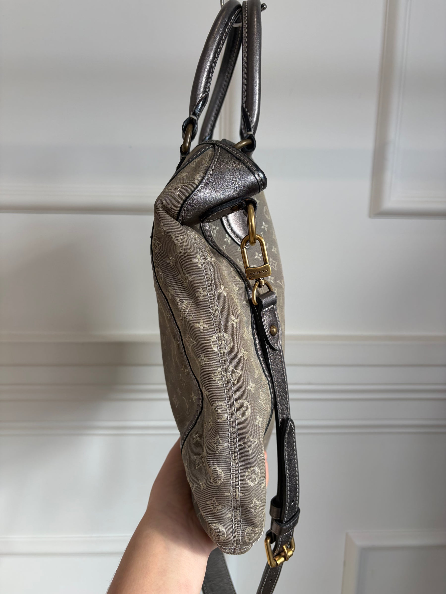 Louis Vuitton Grey and Silver Platine Monogram Mini Lin Bersace Bag