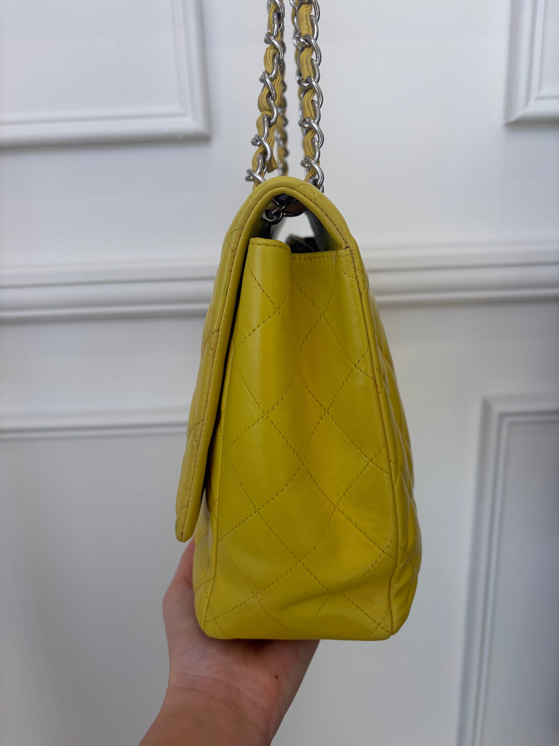 Chanel Yellow Maxi Classic Single Flap Bag