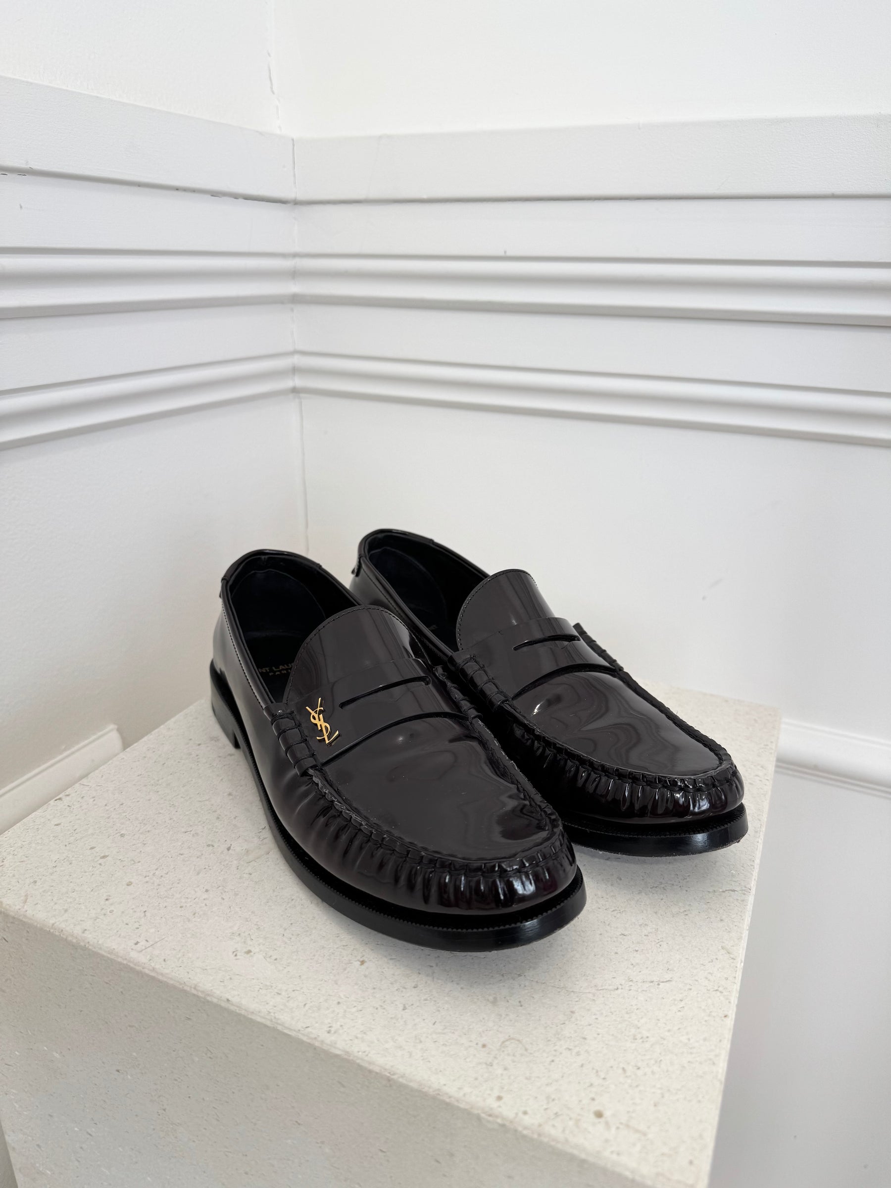 Saint Laurent Dark Burgundy Patent Leather Le Loafer, 40