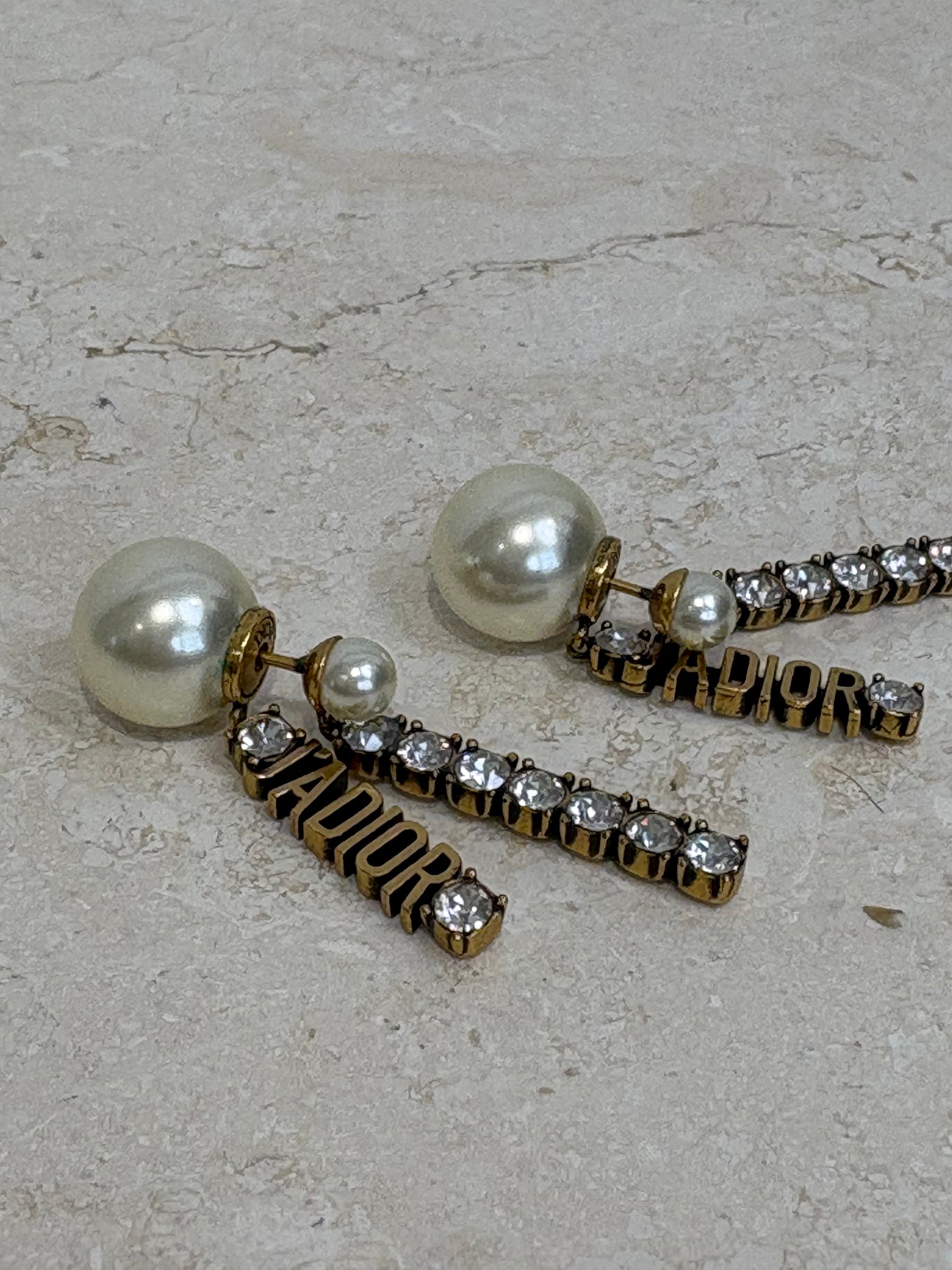 Dior Pearl Tribale and Crystal Ja'Dior Drop Earrings