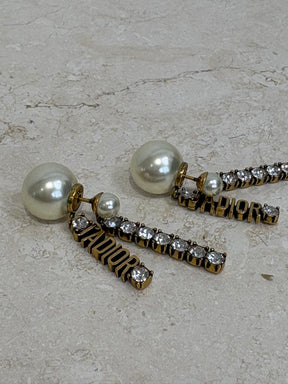 Dior Pearl Tribale and Crystal Ja'Dior Drop Earrings