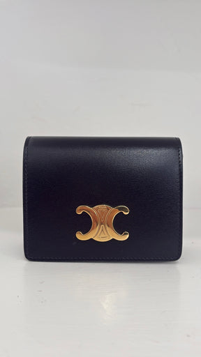 Celine Black Leather Triomphe Cardholder