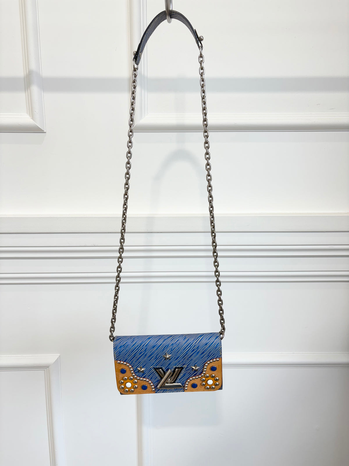 Louis Vuitton Twist Stud Epi Shoulder Bag Blue Silver, S