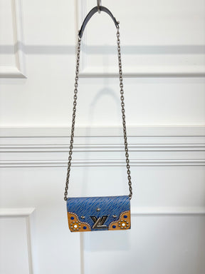 Louis Vuitton Twist Stud Epi Shoulder Bag Blue Silver, S