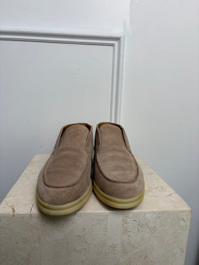 Loro Piana Stone Suede Open Walk Ankle Boot, 41