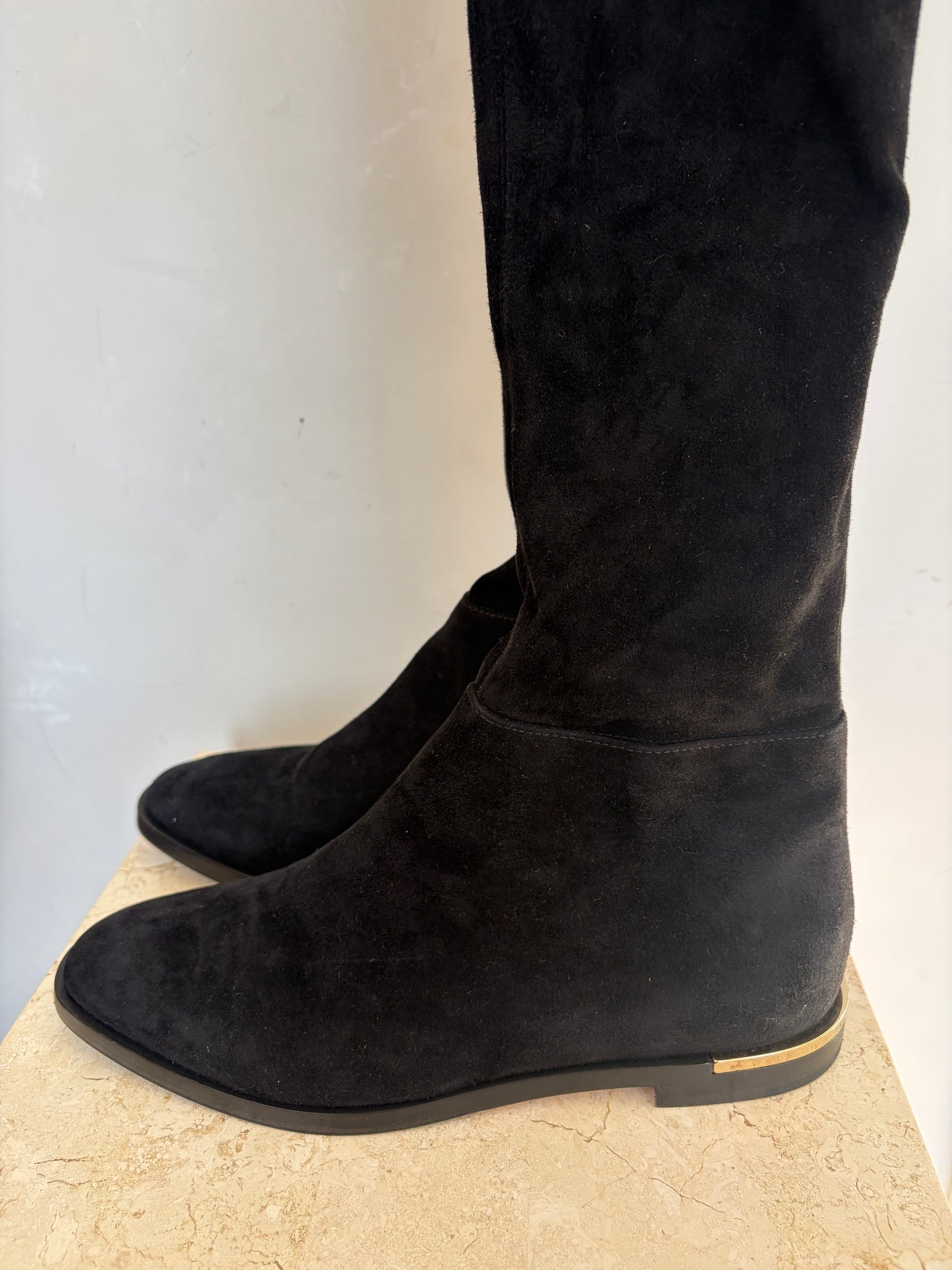 Jimmy Choo Black Suede Thigh High Flat Boots, 38.5
