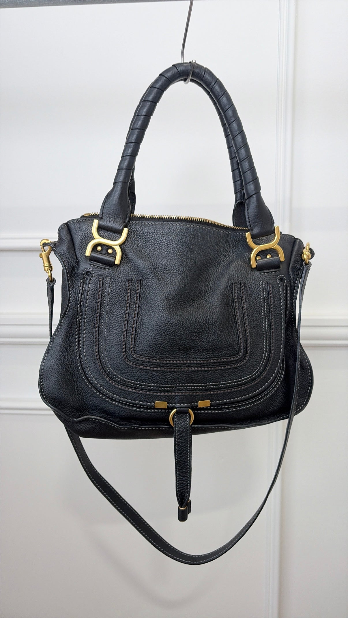 Chloé Black Leather Marcie Tote Bag