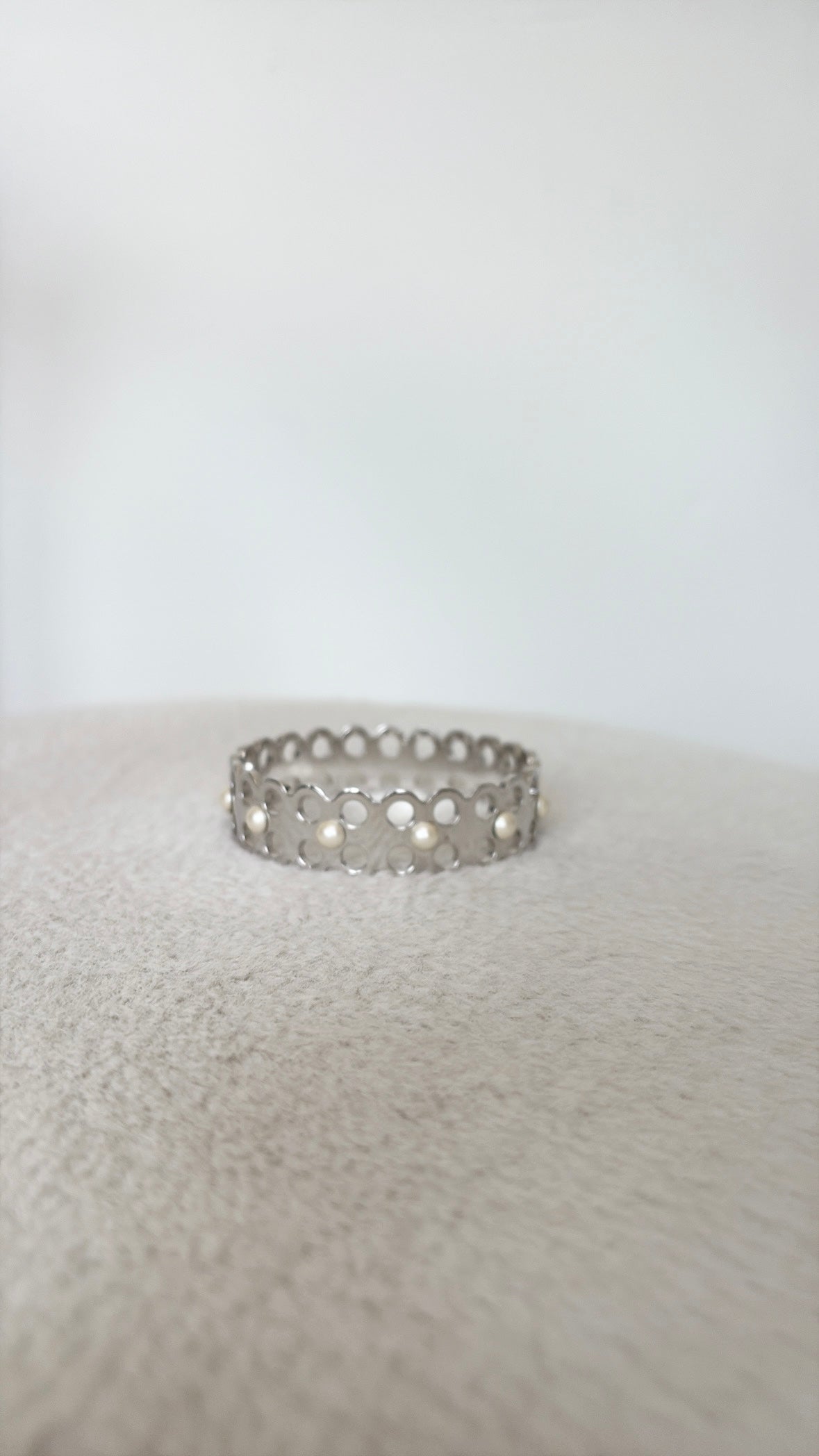 Louis Vuitton Silver Tone Bangle Pearl Embellished Bangle, S