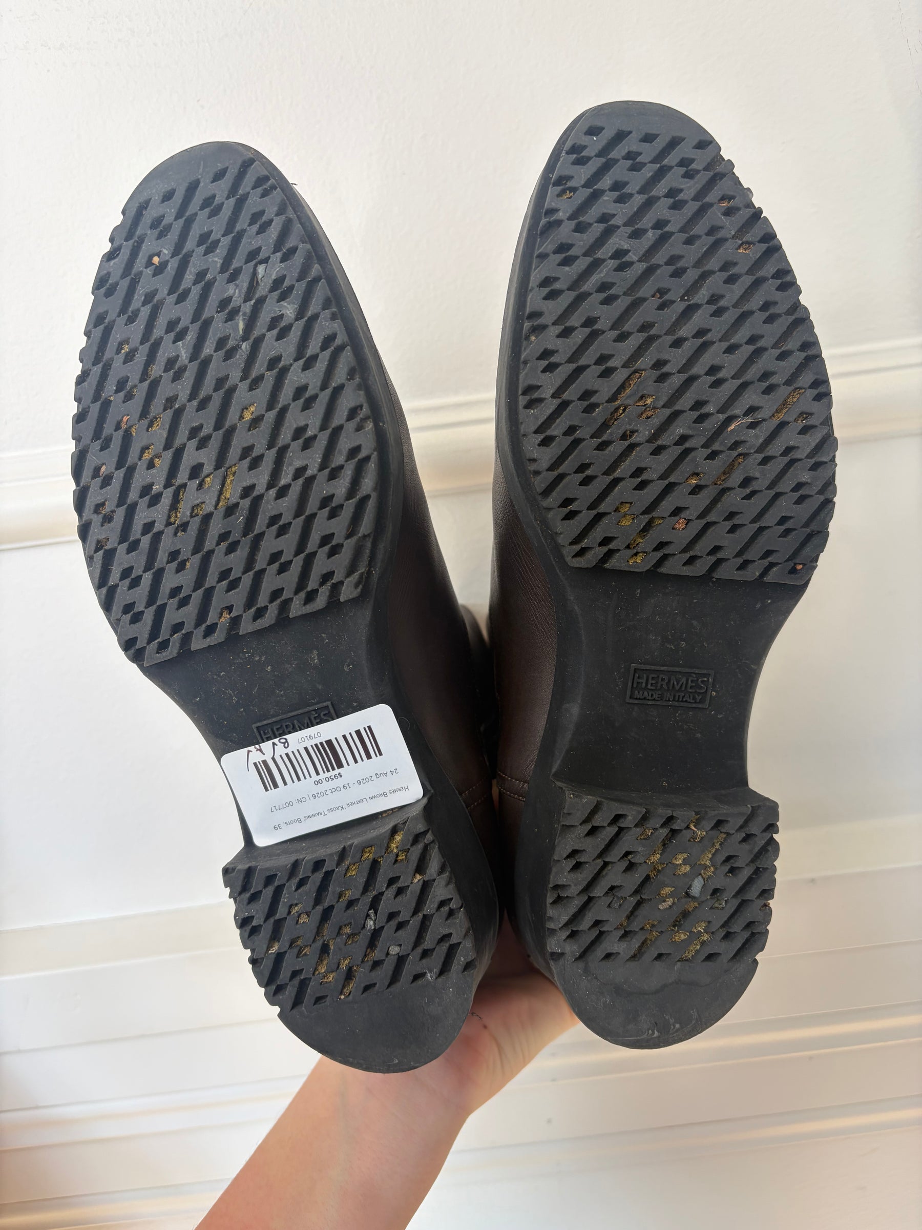 Hermès Brown Leather 'Kross Training' Boots, 39