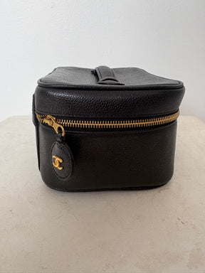 Chanel Black Caviar Leather Vanity Case