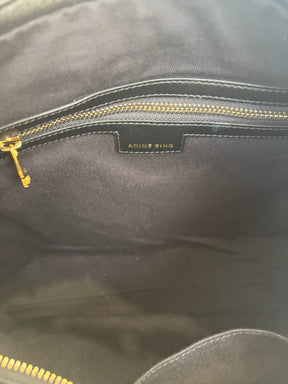 Anine Bing Black Leather Logo Shoulder Bag
