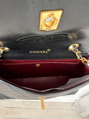 Chanel Black Lambskin Leather Diana Flap Bag