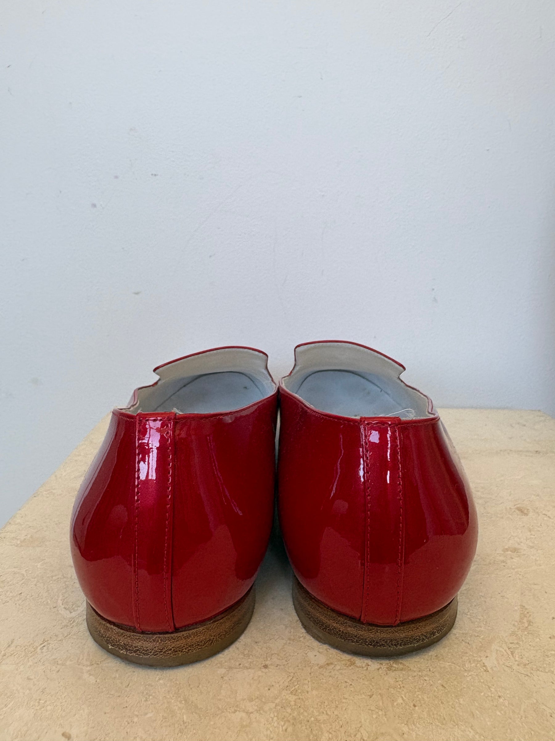 Chanel Red Patent Leather Loafers, 37.5 C