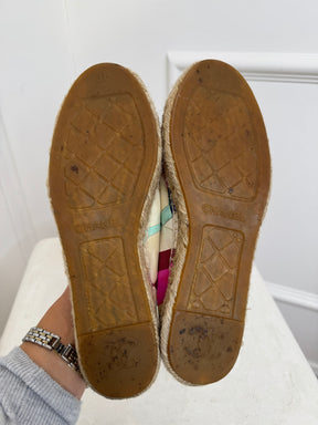 Chanel Multi Colour Stripe Canvas And Pantent Espedrilles, 38
