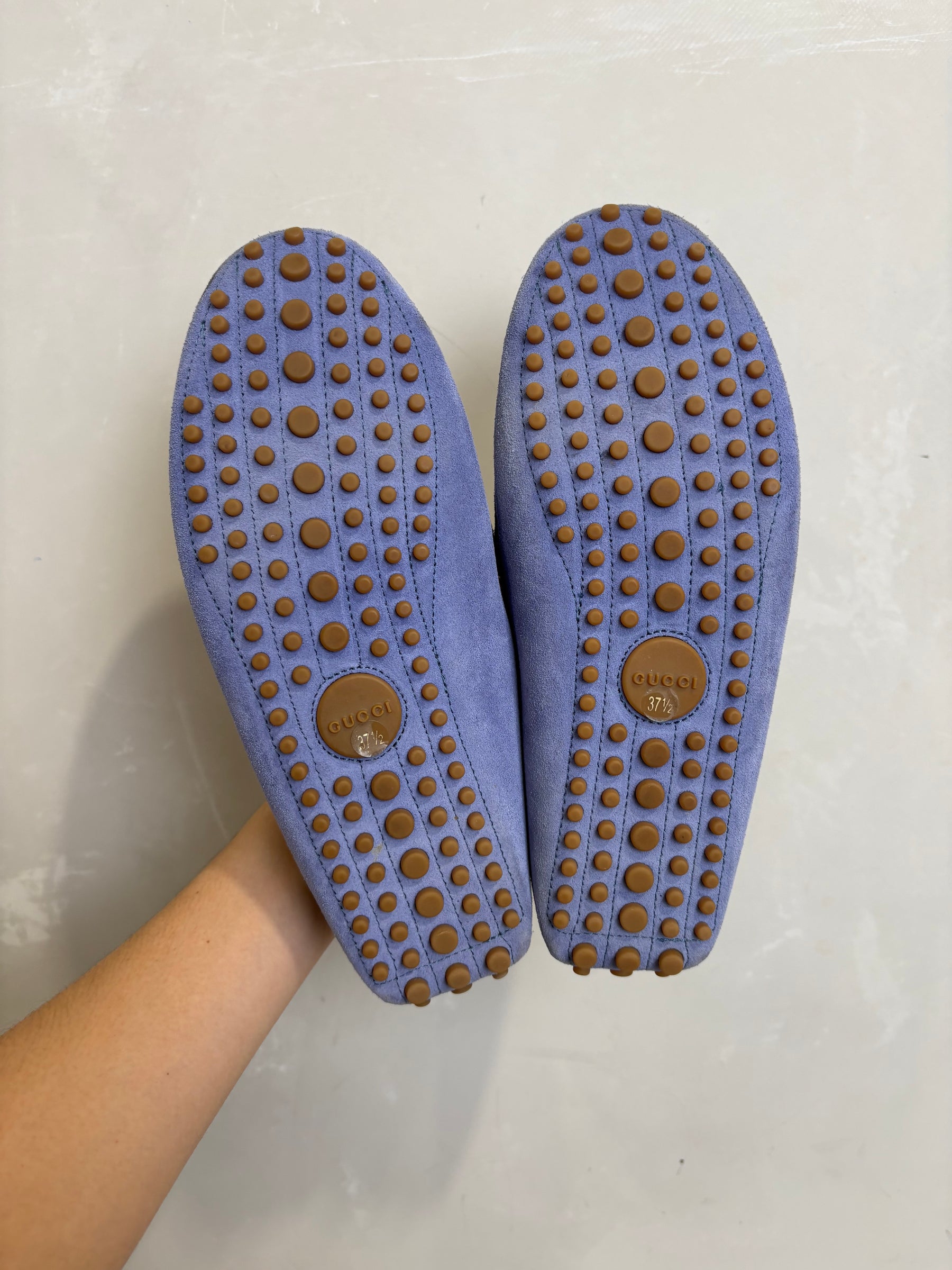 Gucci Blue Suede Driving Shoe, 37.5