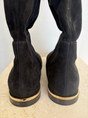 Jimmy Choo Black Suede Thigh High Flat Boots, 38.5