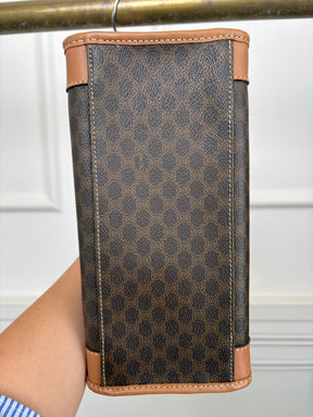 Celine Vintage Brown Canvas Monogram And Tan Leather Mini Tote Bag