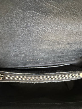 Saint Laurent Black Chevron Leather College Shoulder Bag
