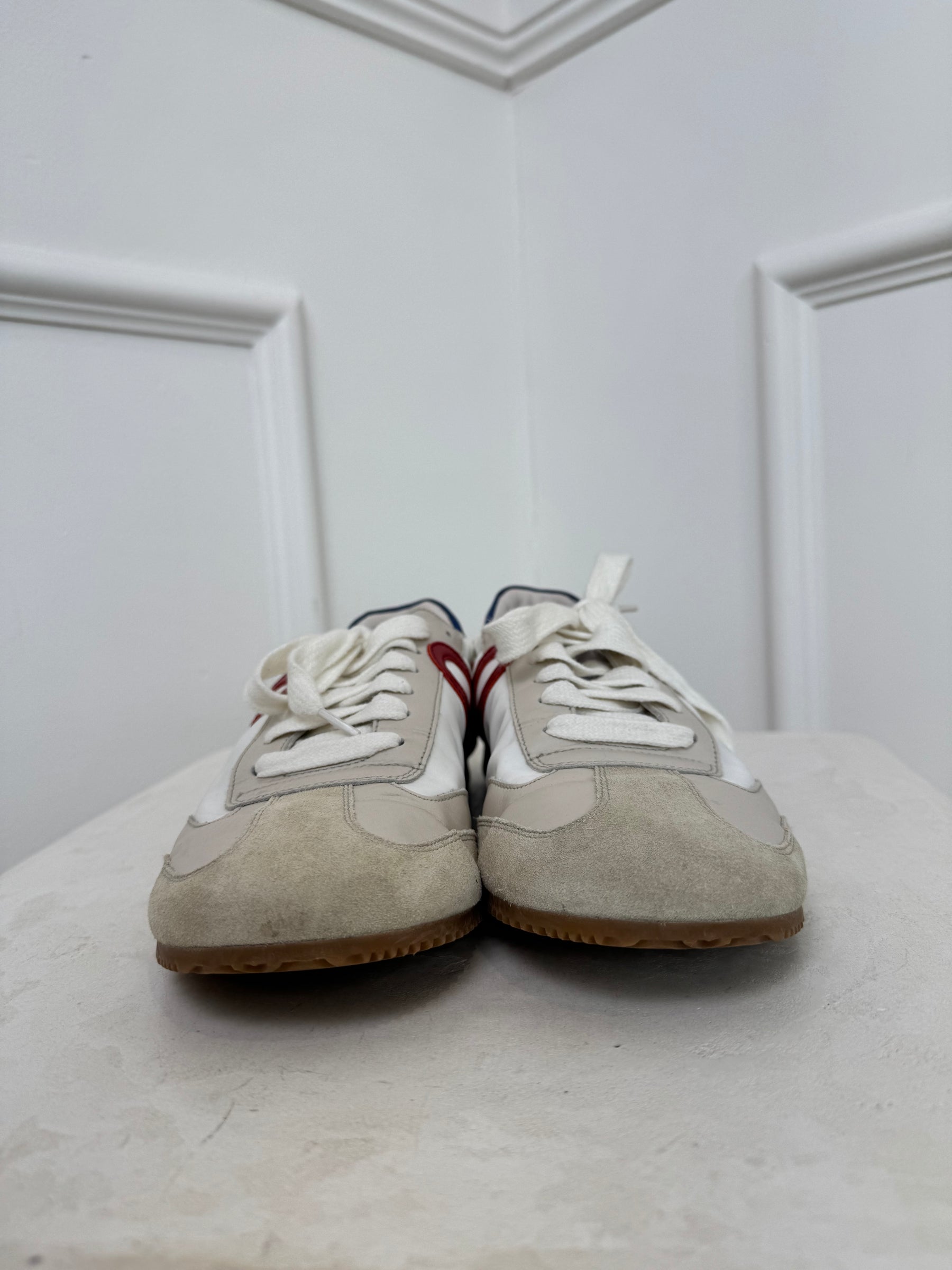 Loewe White, Red and Blue Leather Ballet Sneakers, 38
