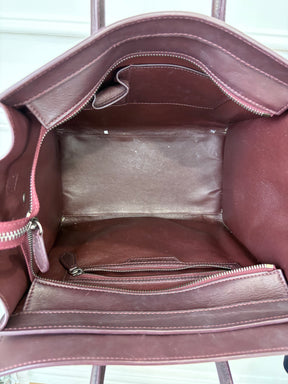 Celine Burgundy Leather Mini Luggage Tote