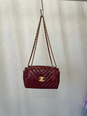 Chanel Merlot Distressed Mini Flap Bag With Gold Hardware