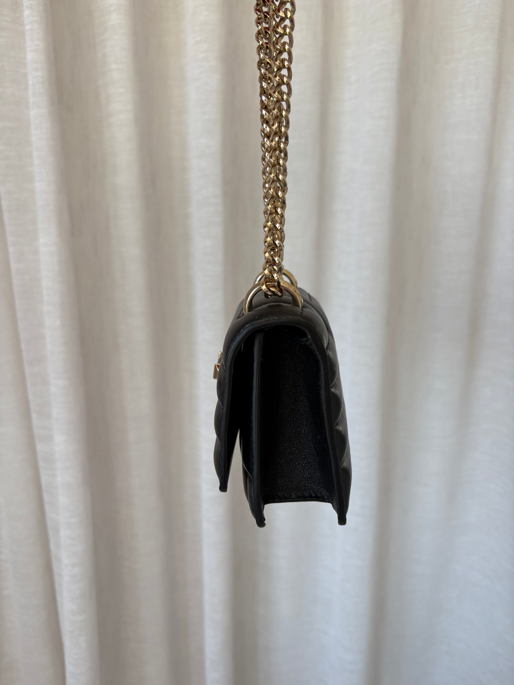 Jimmy Choo Black Leather Mini Quiltes Logo Bag