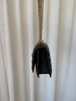 Jimmy Choo Black Leather Mini Quiltes Logo Bag