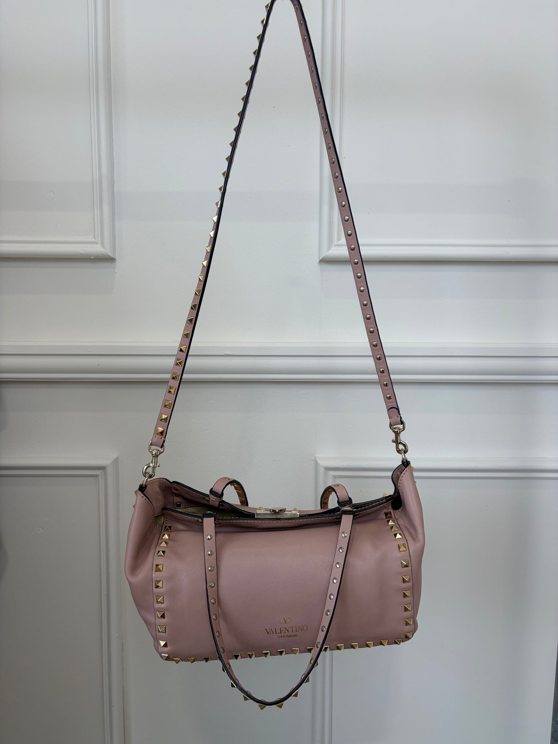 Valentino Garavani Blush Leather Rockstud Tote Bag