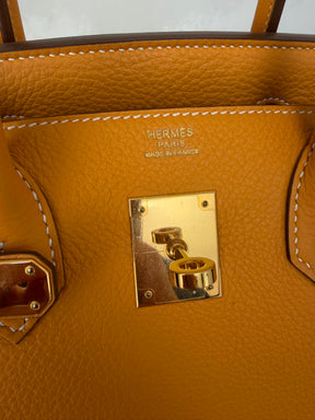 Hermès Marigold Togo Leather Birkin 30 with Gold Hardware