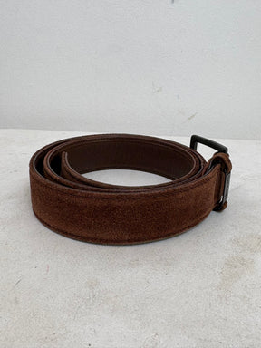 Chanel Brown Suede Logo Belt, 80