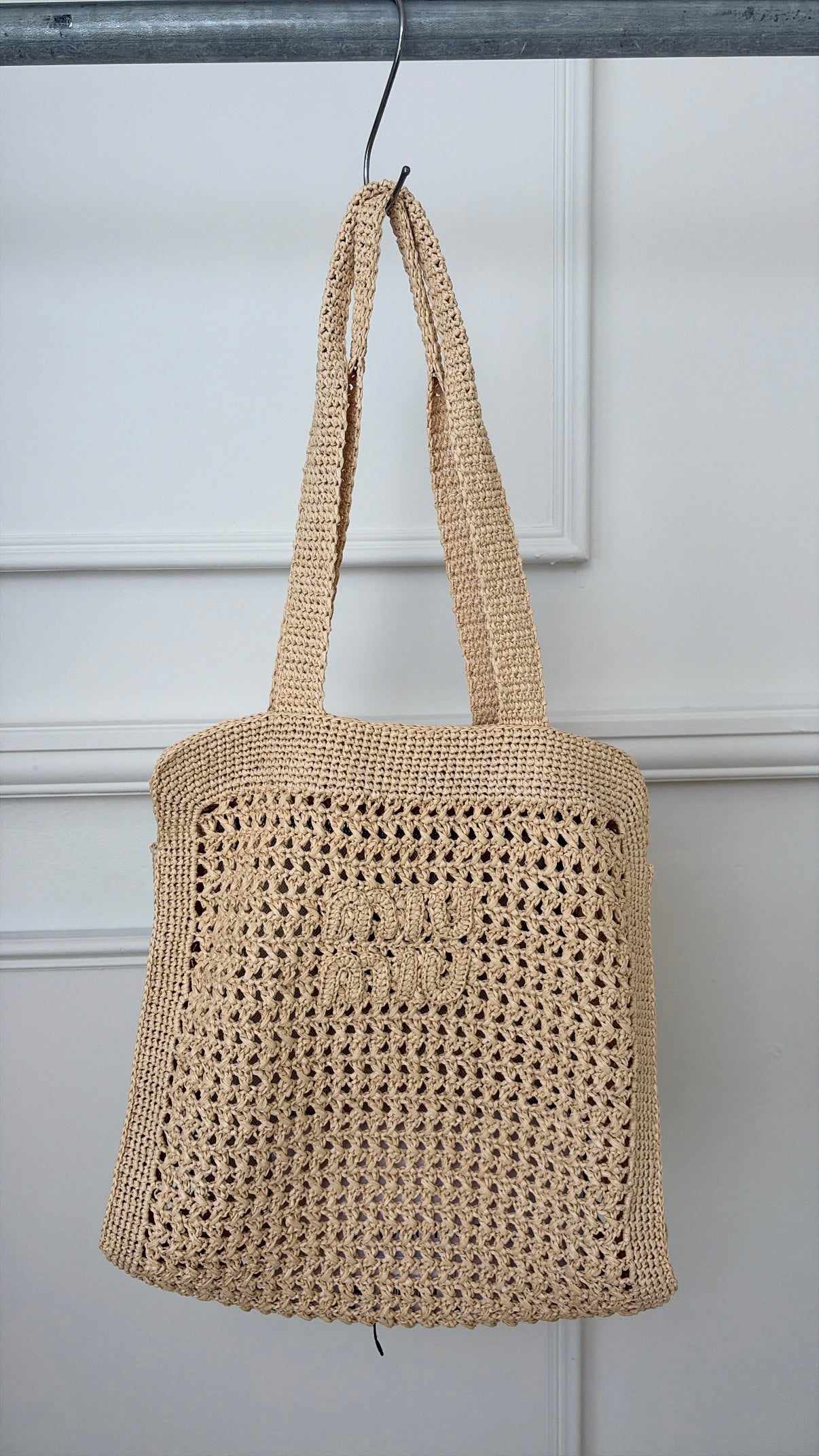 Miu Miu Raffia Logo Tote