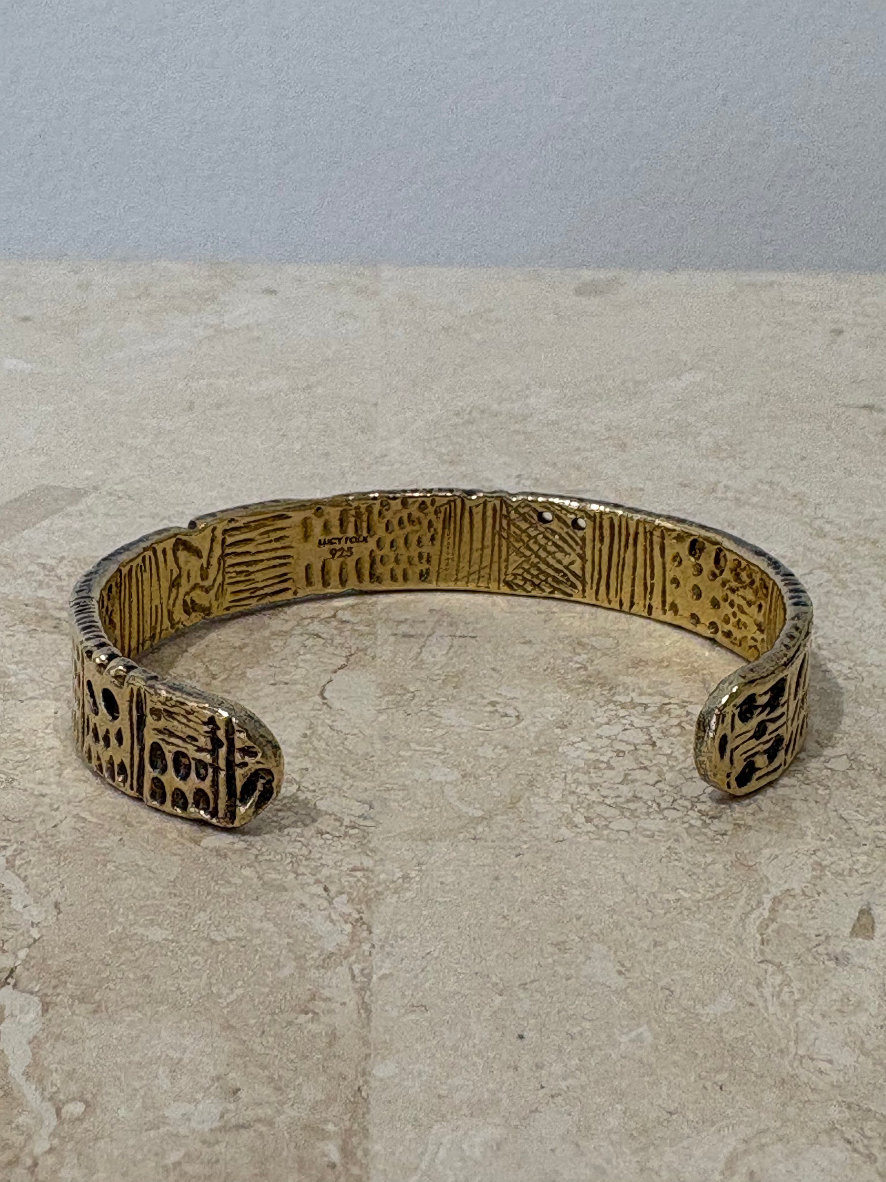 Lucy Folk Textured Cuff Gold Tone
