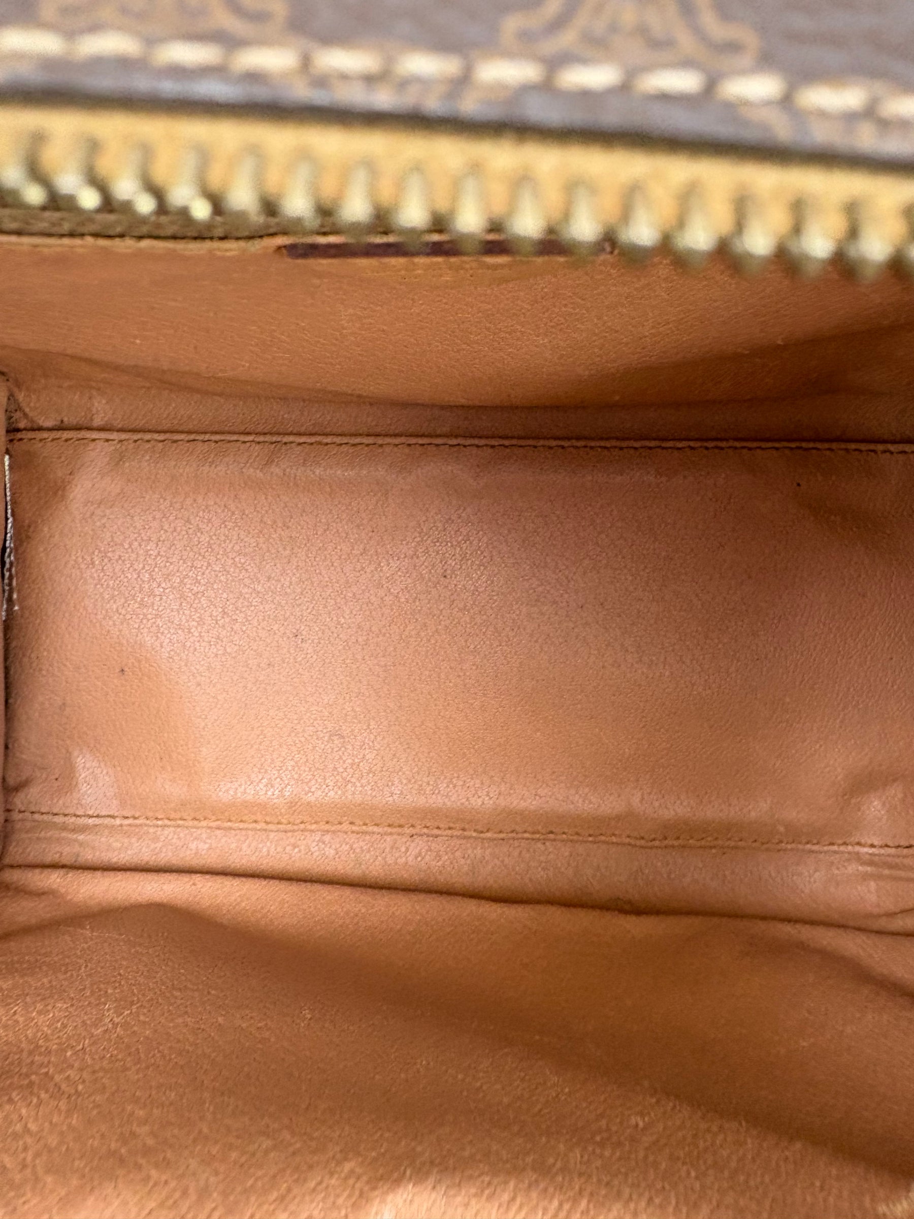 Celine Vintage Brown Canvas Monogram And Tan Leather Mini Tote Bag