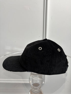 AMI Paris Black Corduroy Logo Cap