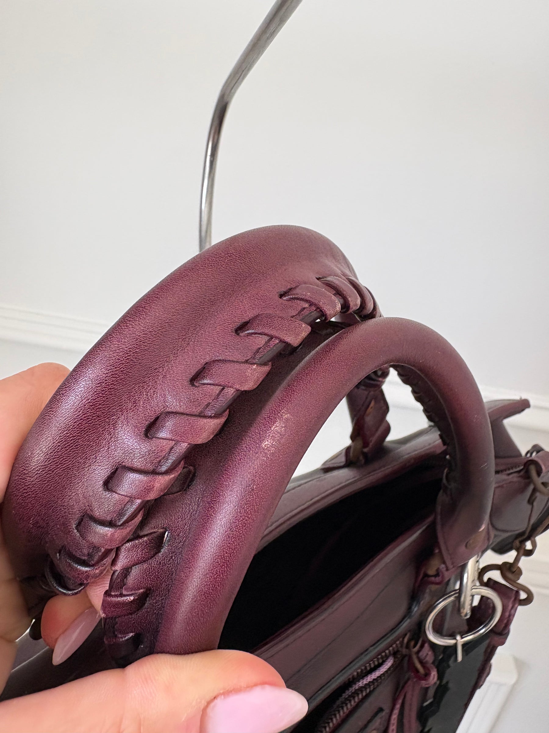 Balenciaga Neo Classic Medium City Bag in Burgundy Distressed Leather