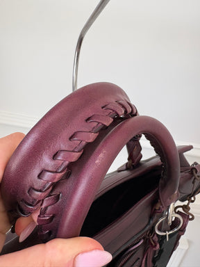 Balenciaga Neo Classic Medium City Bag in Burgundy Distressed Leather