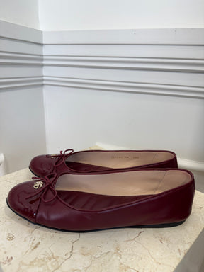 Gucci Burgundy Ballerina Flats, 38
