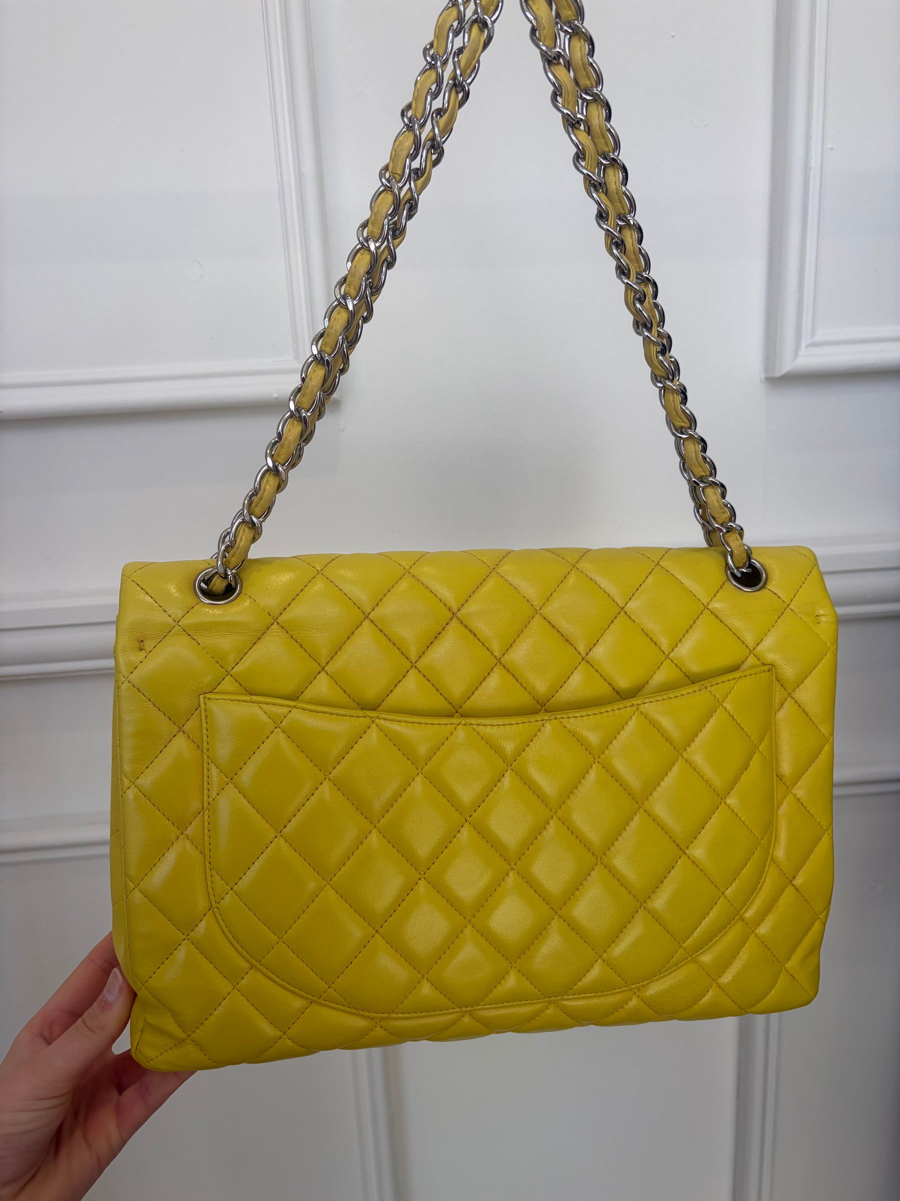 Chanel Yellow Maxi Classic Single Flap Bag
