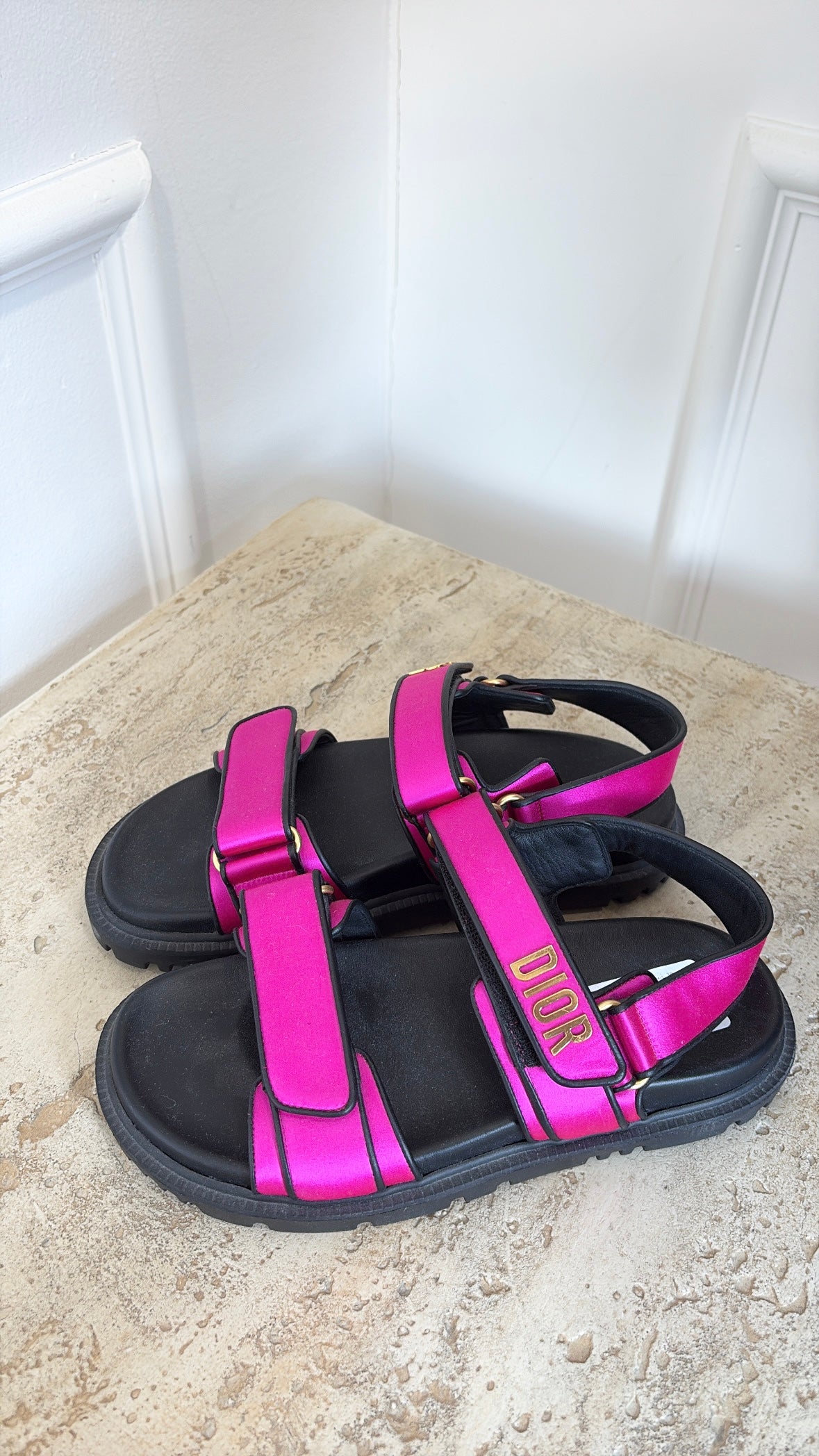 Dior Hot Pink Satin Dioract Sandals, 38